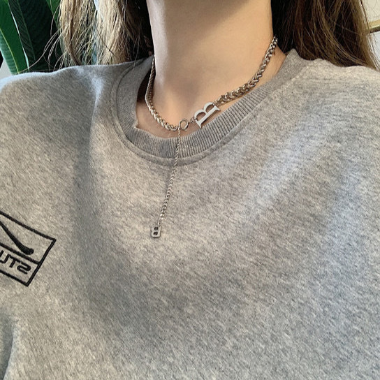 Double B Letter Necklace Minimalist Gold Chain For Men And Women_voghion.com
