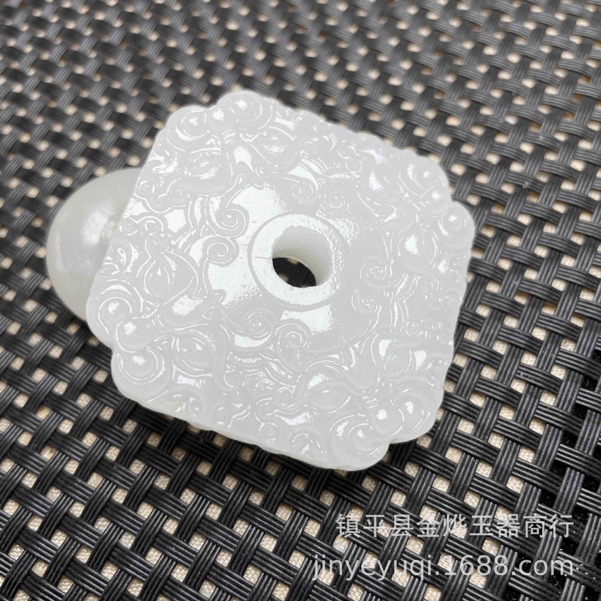 Afghanistan White jade Brave Yupai Sided engraving Square Jade Plate Stall Mode live broadcast Availability