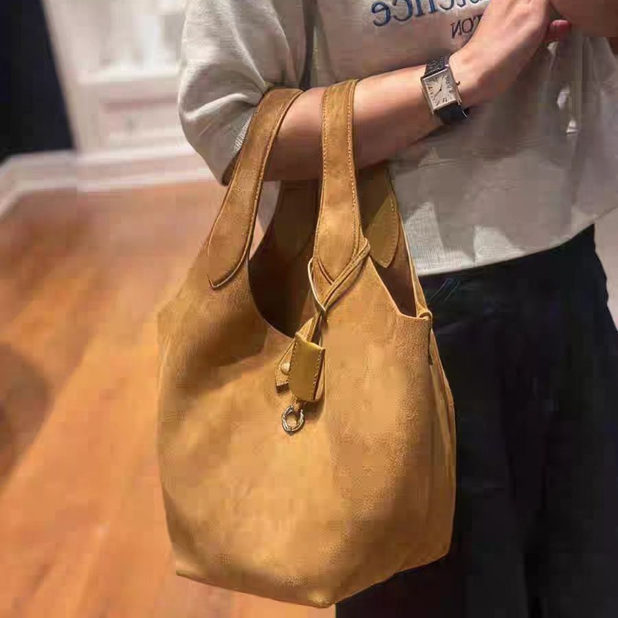 Suede Mat Qadın Bucket Çanta - İş və Gündəlik Üçün
