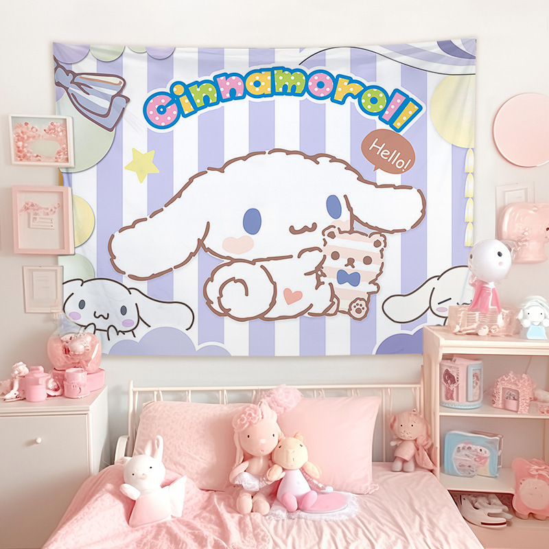 サンリオぬいぐるみクロミキティ猫部屋隠し装饰布寮かわいい少女心挂け毛布壁布|undefined