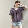 Summer silk T-shirt, bra top for leisure, puff sleeves