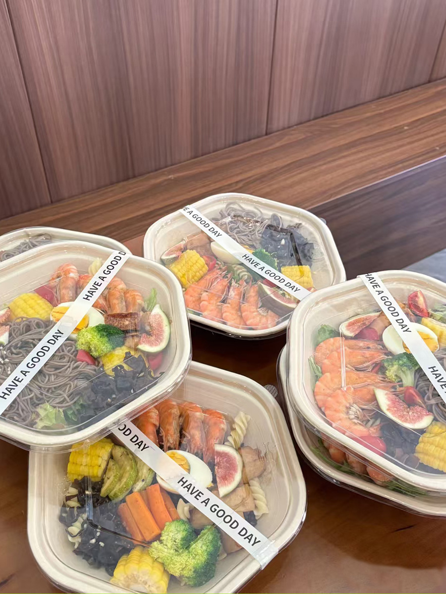一次性六角碗可降解六边碗商用轻食碗沙拉碗纸浆碗酸奶碗打包盒