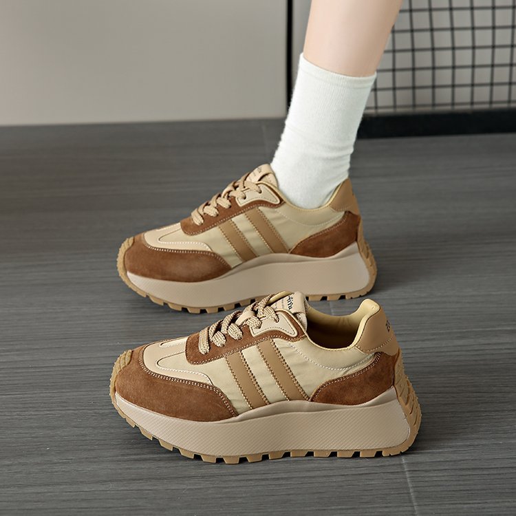 Forrest Gump Shoes Women's New Thick Sole Shoes Popular Women's Leather Heightening Retro Maillard Sports Women's Shoes_voghion.com