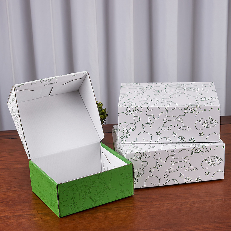 Caja de zapatos para niños, caja de papel, tapa abatible, dibujos animados, bebé, niño, comercio electrónico, protección del medio ambiente, papel kraft, caja de zapatos, caja de embalaje, logotipo al por mayor