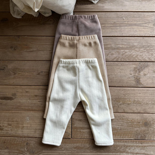 Baby Clothes Winter fleece-lined Thickened Leggings for Boys and Girls Pit Strip Warm Elastic Pants Baby Outer Wear Trousers