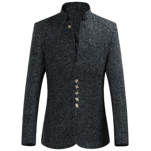 2023 Spring and Autumn New Men's Stand Collar Zhongshan Suit Slim-fit Multi-button Men's Suit Jacket Large Size Casual Men's Suit