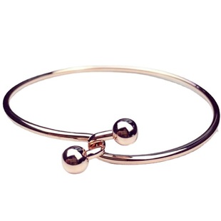 Spring and Summer Girl's Accessories Simple Double Beads Rose Gold Bracelet Buckle Bracelet Fashion Korean Style All-match Hand Jewelry