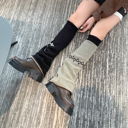 Autumn and winter knitted wide-leg socks Y2K calf socks for hot girls leg covers subculture versatile personality pile socks