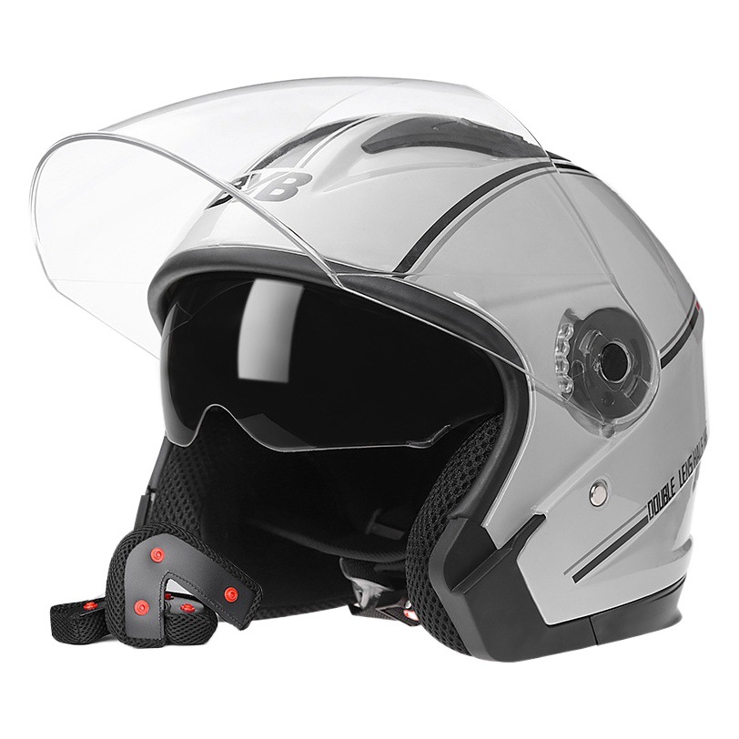 BYB nuevo estándar nacional Clase A Casco certificado 3C Motocicleta Coche eléctrico Casco femenino Four Seasons Antivaho universal Lente doble
