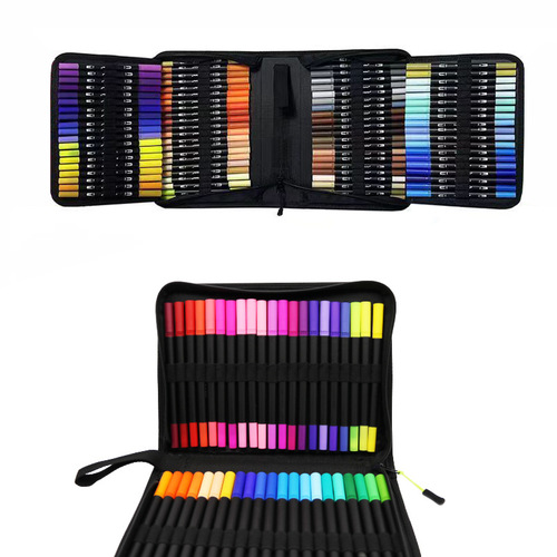 120-color dual-tip watercolor bag Oxford bag CD case colorful Christmas painting outlining doodle fine-line markers