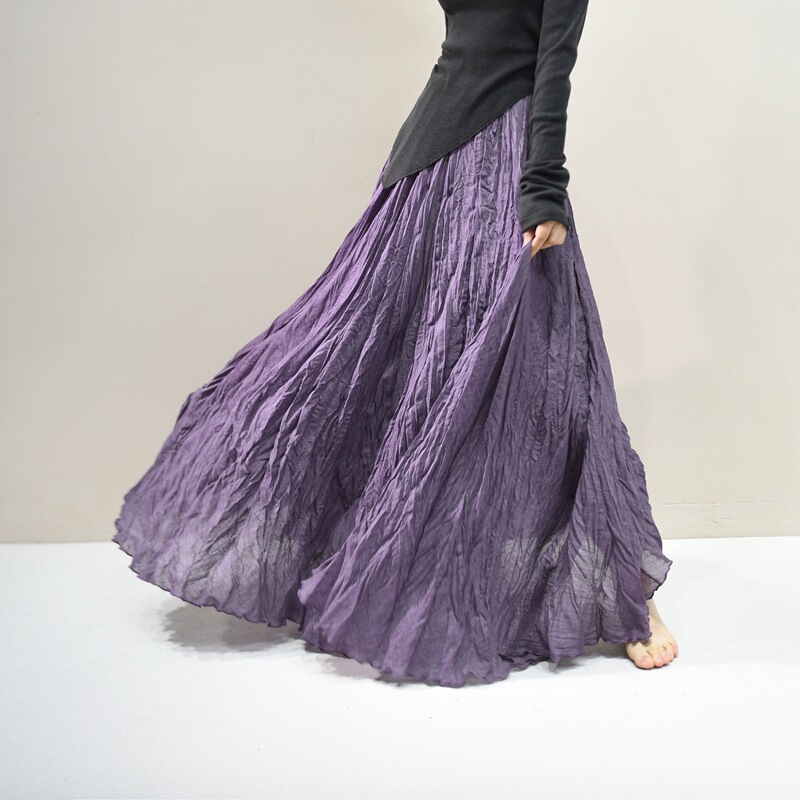 Pleated Mori-Style Chinese-Inspired Cotton-Linen A-Line Skirt for Women, Spring Plus-Size Long Skirt, High-Waisted Slimming Half Skirt Pleated Mori-Style Chinese-Inspired Cotton-Linen A-Line Skirt for Women, Spring Plus-Size Long Skirt, High-Waisted Slimming Half Skirt