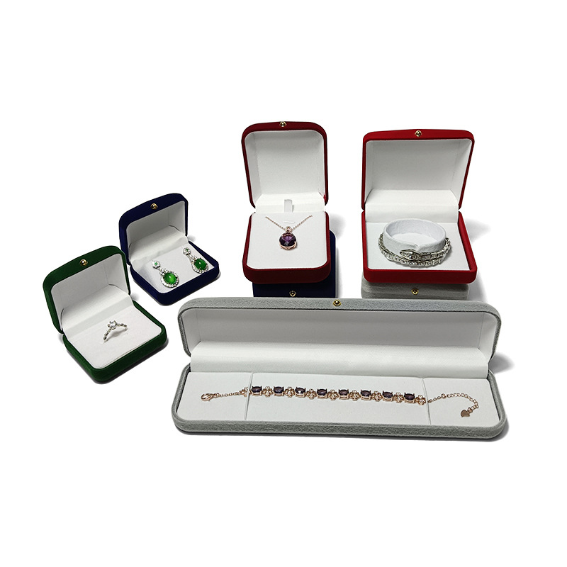 Caja de joyería de floquete caja de embalaje anillo pendientes brazalete colgante caja de joyería caja de regalo personalizada