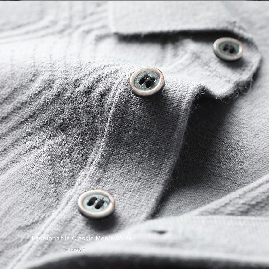 Suéter de comercio exterior primavera y otoño nuevos productos de camisa de punto de hombre de manga larga polo de solapa casual nueva camisa de punto de hombre