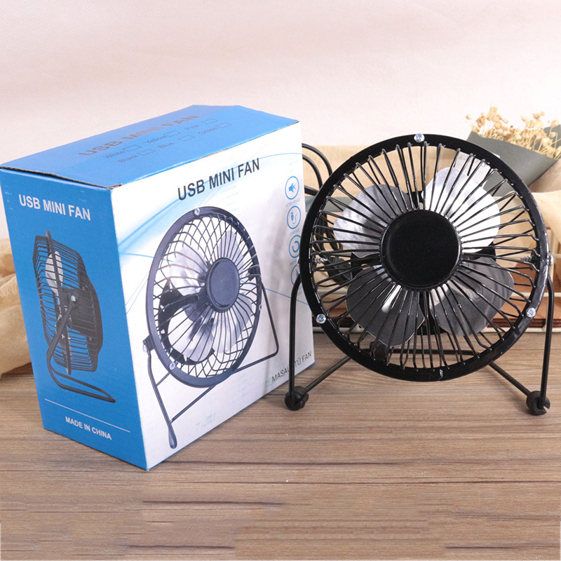 4 pulgadas USB mini ventilador de oficina silencioso ventilador de escritorio ventilador de metal pequeño ventilador impreso ventilador de hierro forjado al por mayor image 2