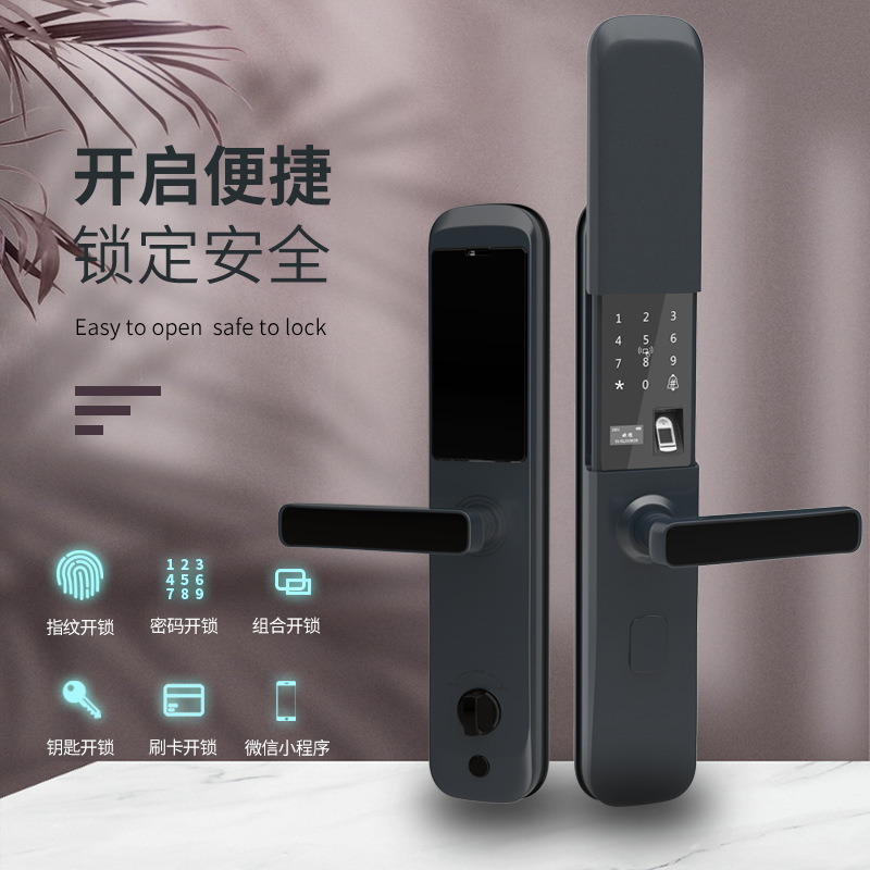 Bloqueo de huellas digitales puerta antirrobo doméstica cerradura inteligente cerradura automática puerta deslizante contraseña cerradura deslizante semiautomática