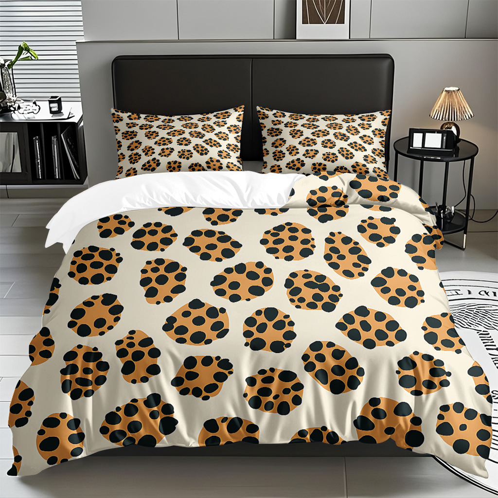 TEMU / JIT comercio exterior textil doméstico transfronterizo impresión digital de leopardo de alta definición colcha de colcha de almohada kit de ropa de cama para hacer dibujos