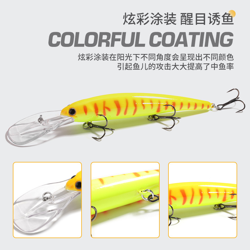 Luya cebo mino tablero de lengua larga traje de buceo profundo tiro largo agua flotante agua dulce rebordear pescado negro pesca de mar bajo matar cebo falso