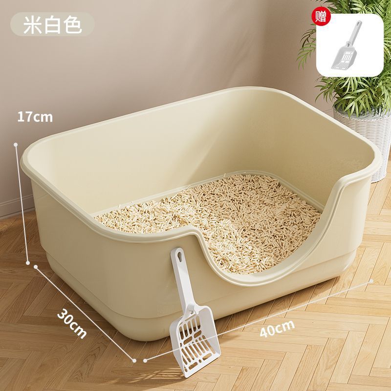 Caja de Arena para Gatos Extra Grande, Semicerrada, Anti-Derrame, Inodoro Abierto para Gatos, Suministros para Mascotas, Venta al por Mayor