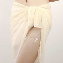 欧美潮流饰品 简约时尚水晶辣妹腿链女 性感气质米珠弹力绳身体链