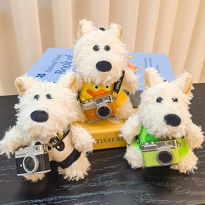 New West Highland Pendant Camera Toy Bag Hanging Cartoon Plush Puppy Keychain Accessories Gift Wholesale