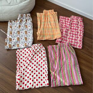 Hong Nan's real shot of Bobo pants made of cotton double-layer wrinkled cotton gauze, loose and comfortable for outdoor wear at home and walking around, with pockets