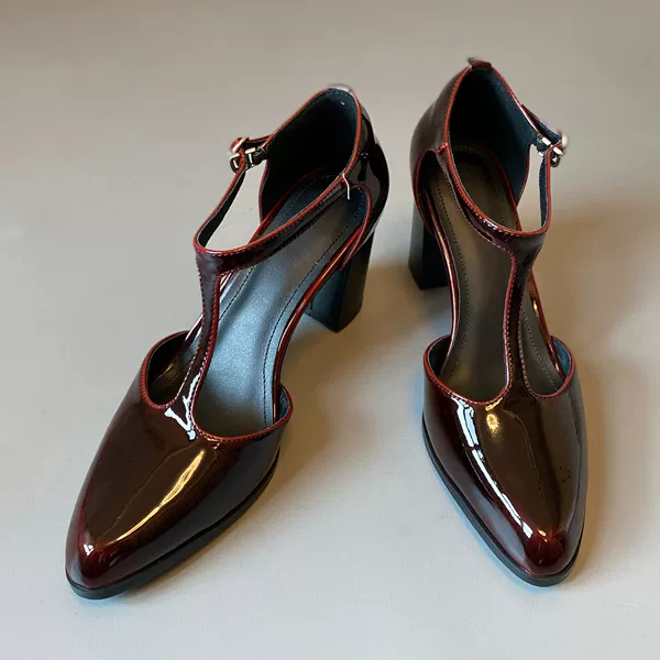 Summer New French Retro T-Strap Mary Jane Shoes for Women, New Pointed-Toe High Heels with Chunky Heels and Hollow Design