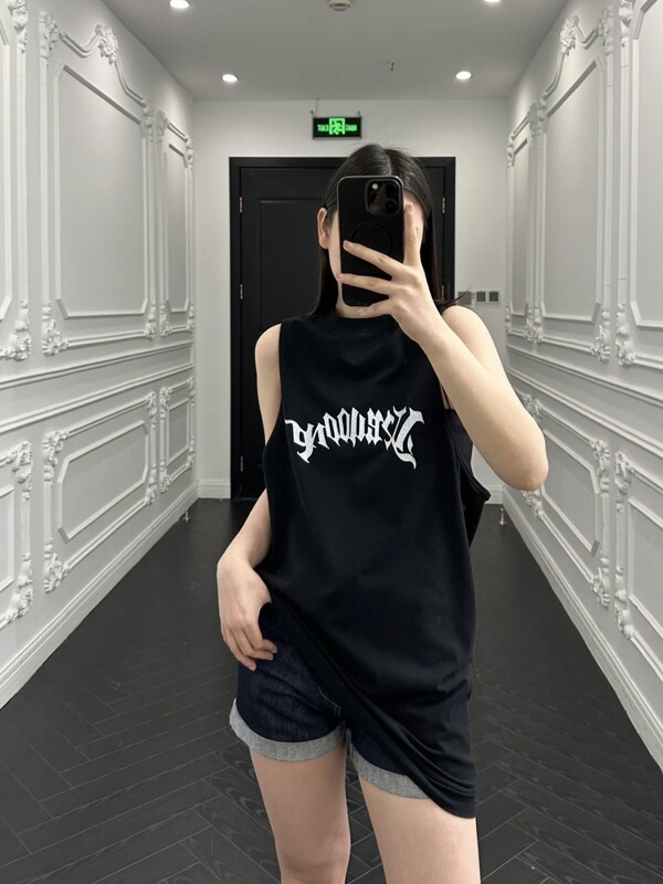 クロスボーダー卸売 25s トレンディなブランドヘビーウェイト WELL ニッチアメリカンスポーツルーズ男性と女性のカップルプリント半袖 T シャツ|undefined