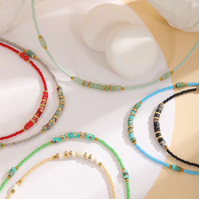 Miyuki Japón importó cuentas redondas Bohemia Picasso pequeño collar de piedra 2023 verano nuevo