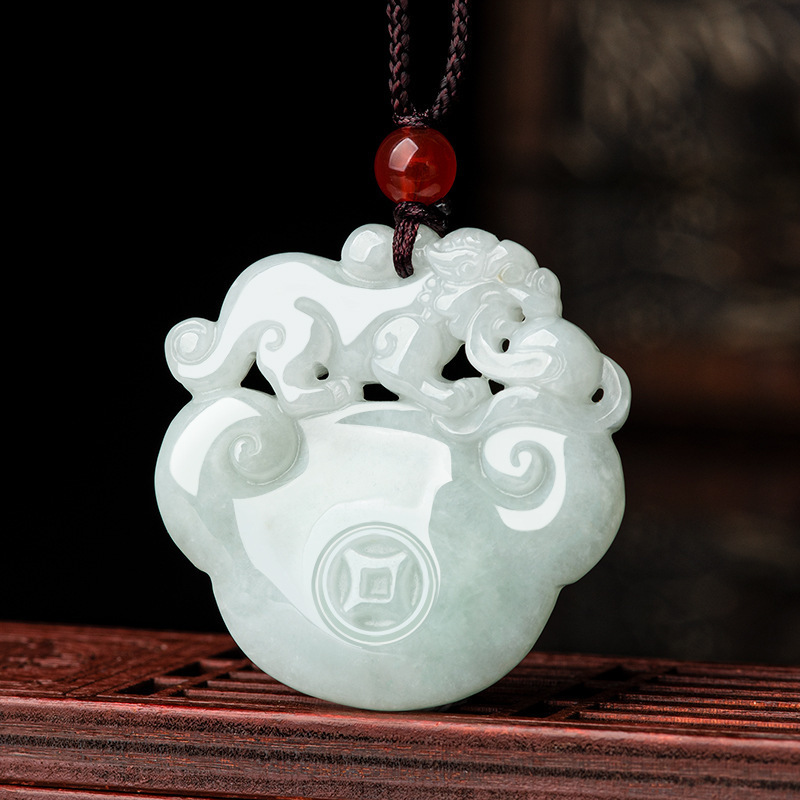 Natural Burmese A-Grade Jadeite Money Ruyi Pixiu Jade Pendant Fashion High-End Pendant Men and Women Wholesale