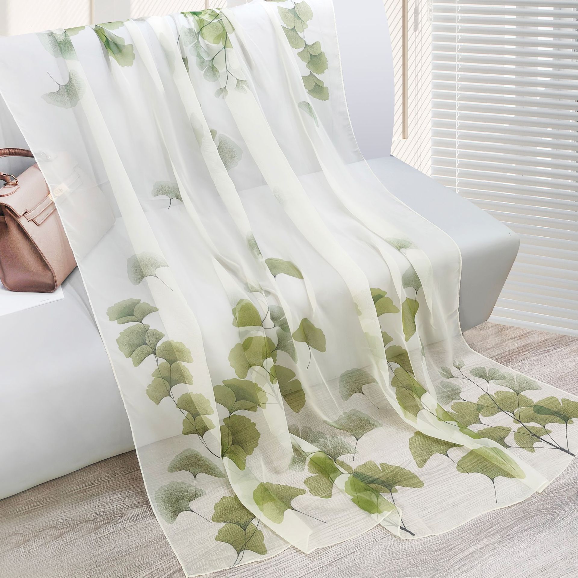 Yoru Summer Thin Sun Protection Large Beach Towel Long Printed Maple Leaf Shawl Versatile Silk Scarf_voghion.com