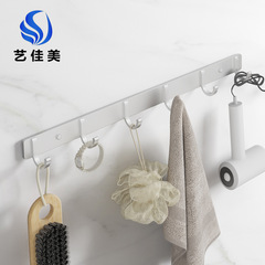 Punch-free hook and adhesive hook wholesale, bathroom clothes hanger, strong hanging hooks, space-aluminum door-back coat hooks
