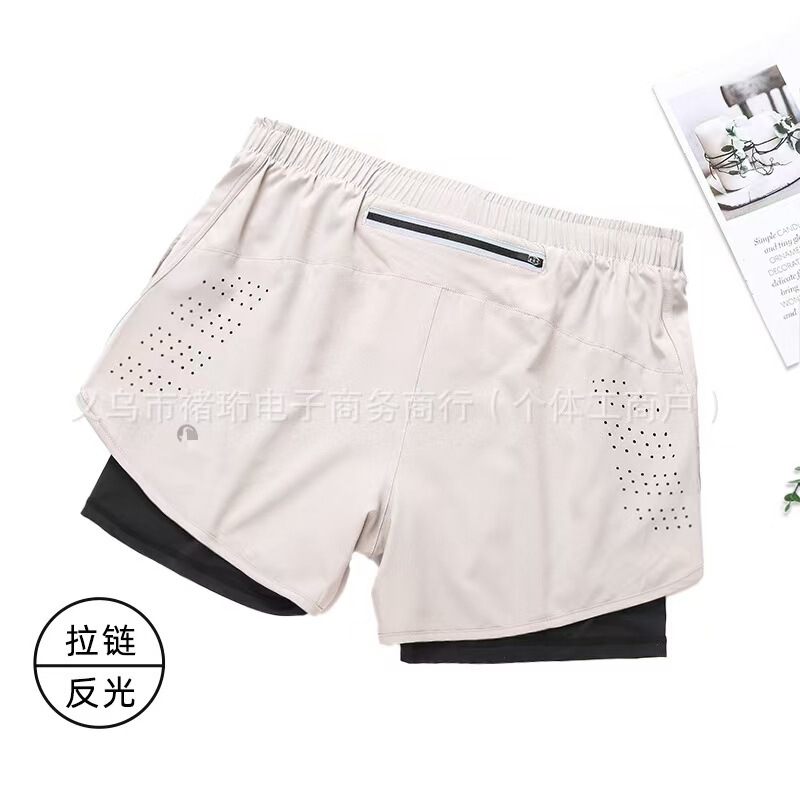 Lu Same Style Men's Fitness Casual Back Pocket Zipper Quick-Drying Shorts Style