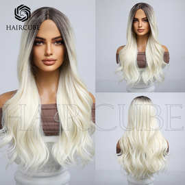HAIRCUBE 蕾丝新品小T24in米黄色长卷发假发lace wigs 外贸货源