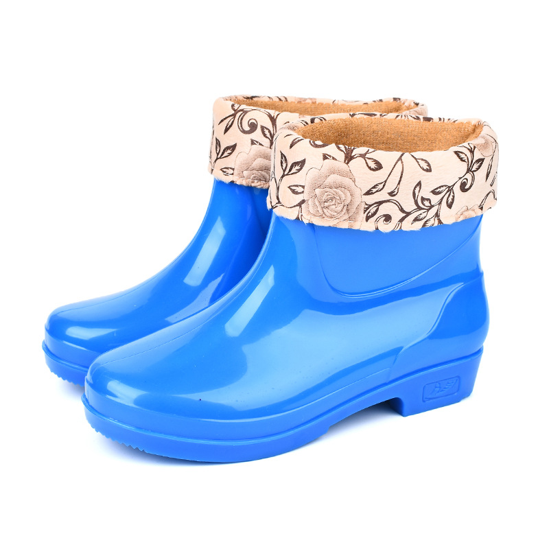 Zapatas de lluvia de mujer, botas de lluvia de cacho corto para adultos, zapatos de goma de cocina de barril bajo resistentes al desgaste, impermeables, antideslizantes, zapatos de agua calientes. image 8