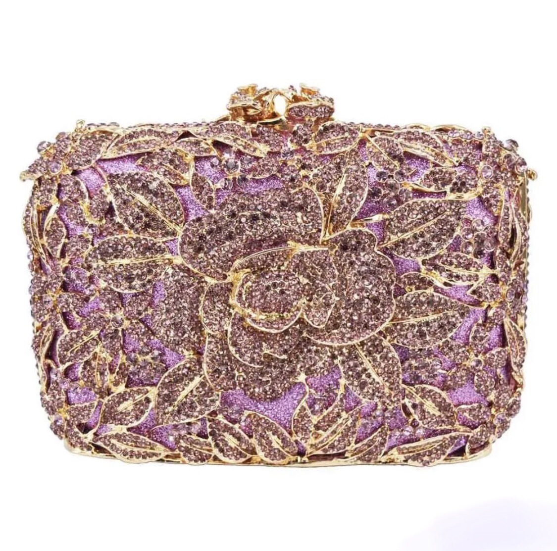 Selección estricta de diamantes transfronterizos bolsas de cena rosa pastel hueco bolsas de mujer bolsas de diamantes llenas bolsas de mano bolsas de vestido