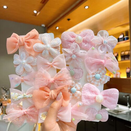 Children's hair accessories super fairy bow fabric hair clip sweet flower hair clip does not hurt hair bb clip girls bangs clip