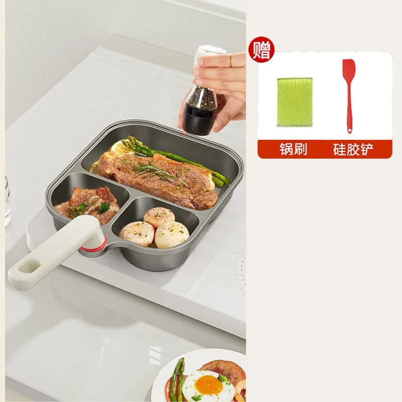 [전신 티타늄] 스토브를 선택하지 않고도 3-in-1 아침 식사 냄비, 이중층 두꺼워짐