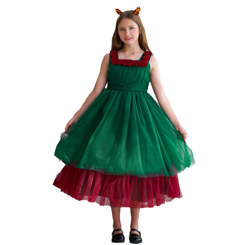 PLBBFZ Новогодний костюм принцессы SD085-Ink green, вечернее платье, косплей, 120–170 см для девочек