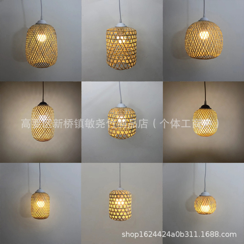 Buca linterna de bambú hecha a mano pura lámpara candelabro en el hogar decoración de ocio Zen retro con soporte de lámpara