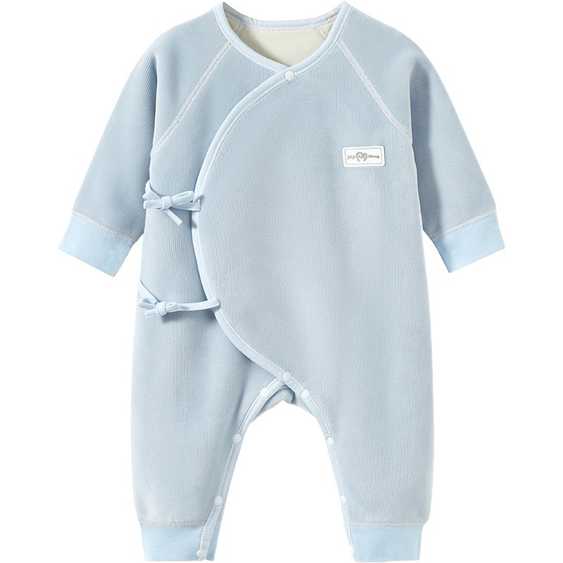 Ropa para bebés recién nacidos para primavera, otoño e invierno, pelele estilo monje con forro polar para recién nacidos, capa base para niños y niñas, traje de una pieza cálido, ropa de otoño para bebés.