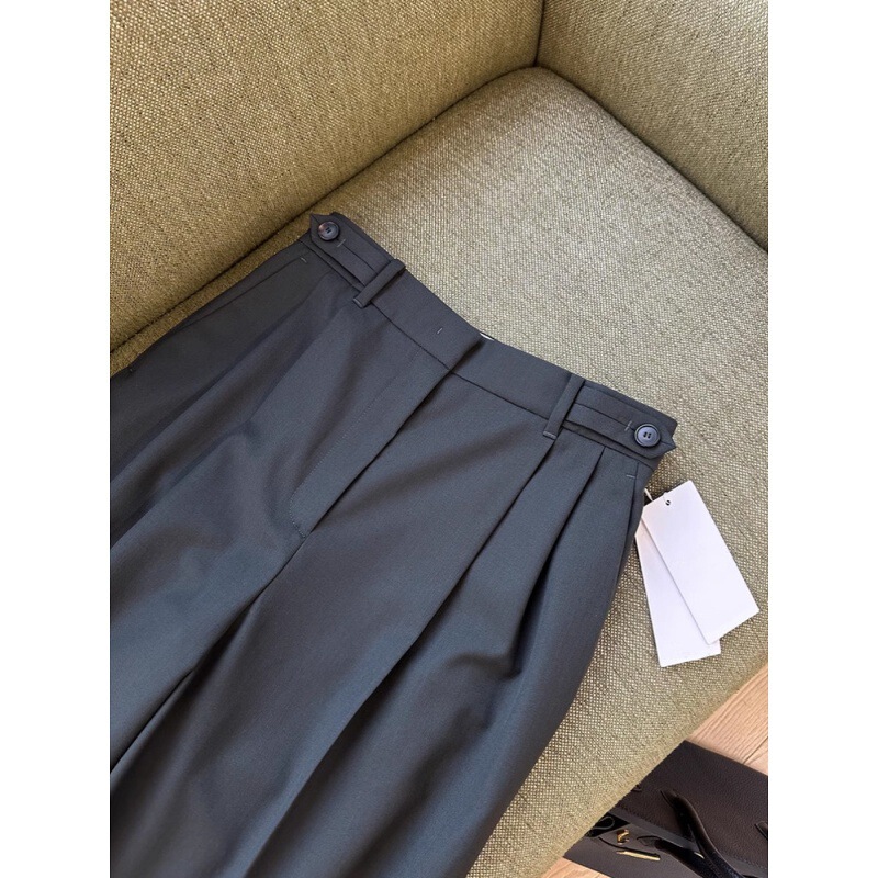 Recommended by Customers from Italy ~ Fine Wool Wide-Leg Suit Pants for Women, Straight High-Waisted Slimming Look