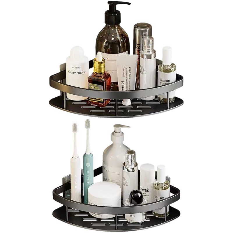Bathroom Storage Rack Space Aluminum Punch-Free Tripod Kitchen Storage Bathroom Cabinet Wall Toilet Corner Nail-Free