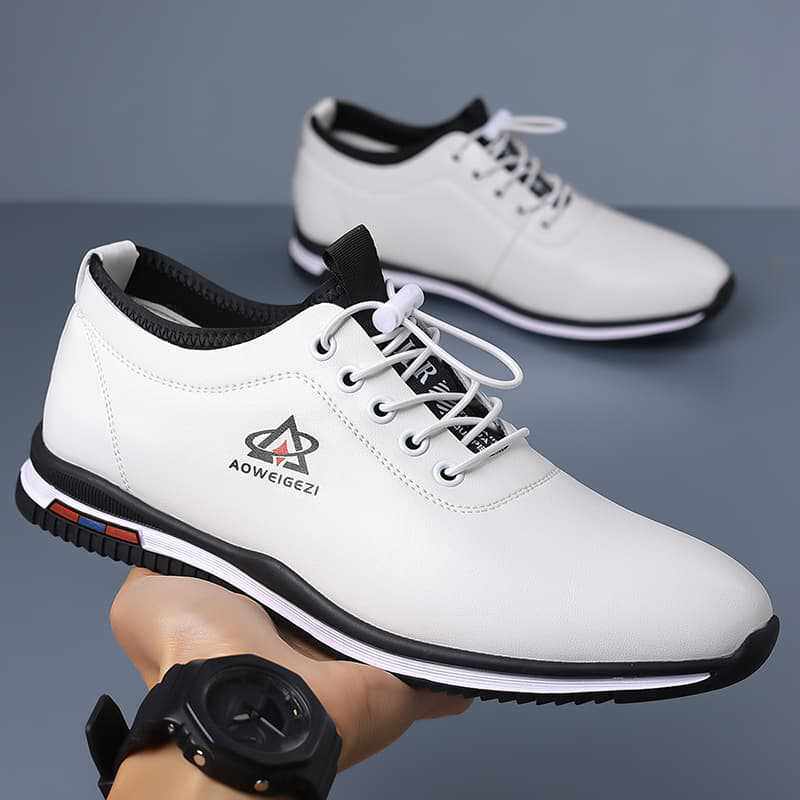 Giày da nam cổ thấp phong cách retro Mỹ, mũi tròn, gót thấp 1–3 cm, cỡ lớn — S9201 màu trắng, s9201 màu đen