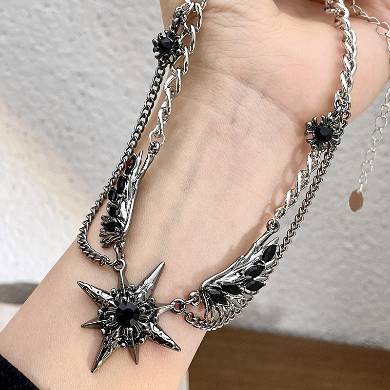 Pendant Necklace Classification Hip-Hop Retro Cool Style Geometric Star Artificial Crystal Alloy Choker Wholesale