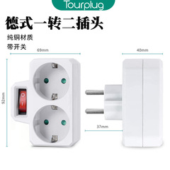 German standard to two-hole plug adapter Switch control key Embedded power strip Korea Germany Euro standard adapter