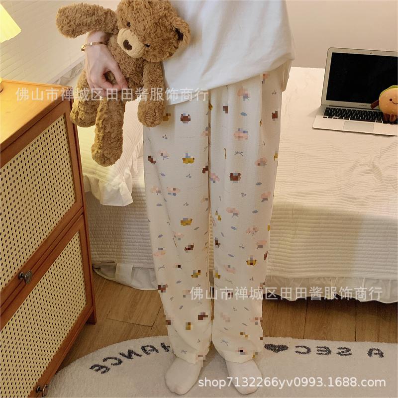Wholesale Single Pants Bathing and Sleeping Girls Pajamas New Walking Casual Loose Pants Cute Cartoon Printed Bears