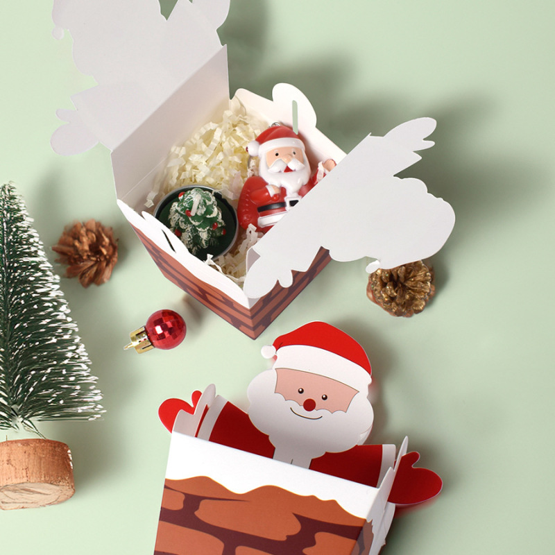 立体漫画クリスマスギフト包装箱サンタクロースが煙突に登る箱キャンディー箱10pcs/バッグ|undefined