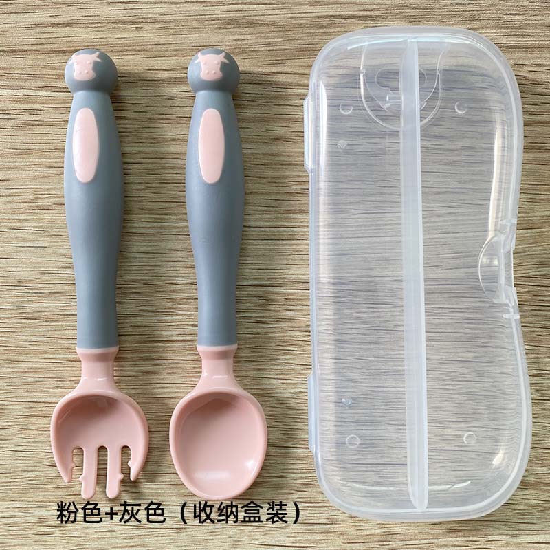 걸리 핑크 그레이 포크와 스푼 [박스 세트 포함]