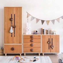 全实木儿童衣柜小衣橱 储物组合收纳柜 北欧日式儿童房家具