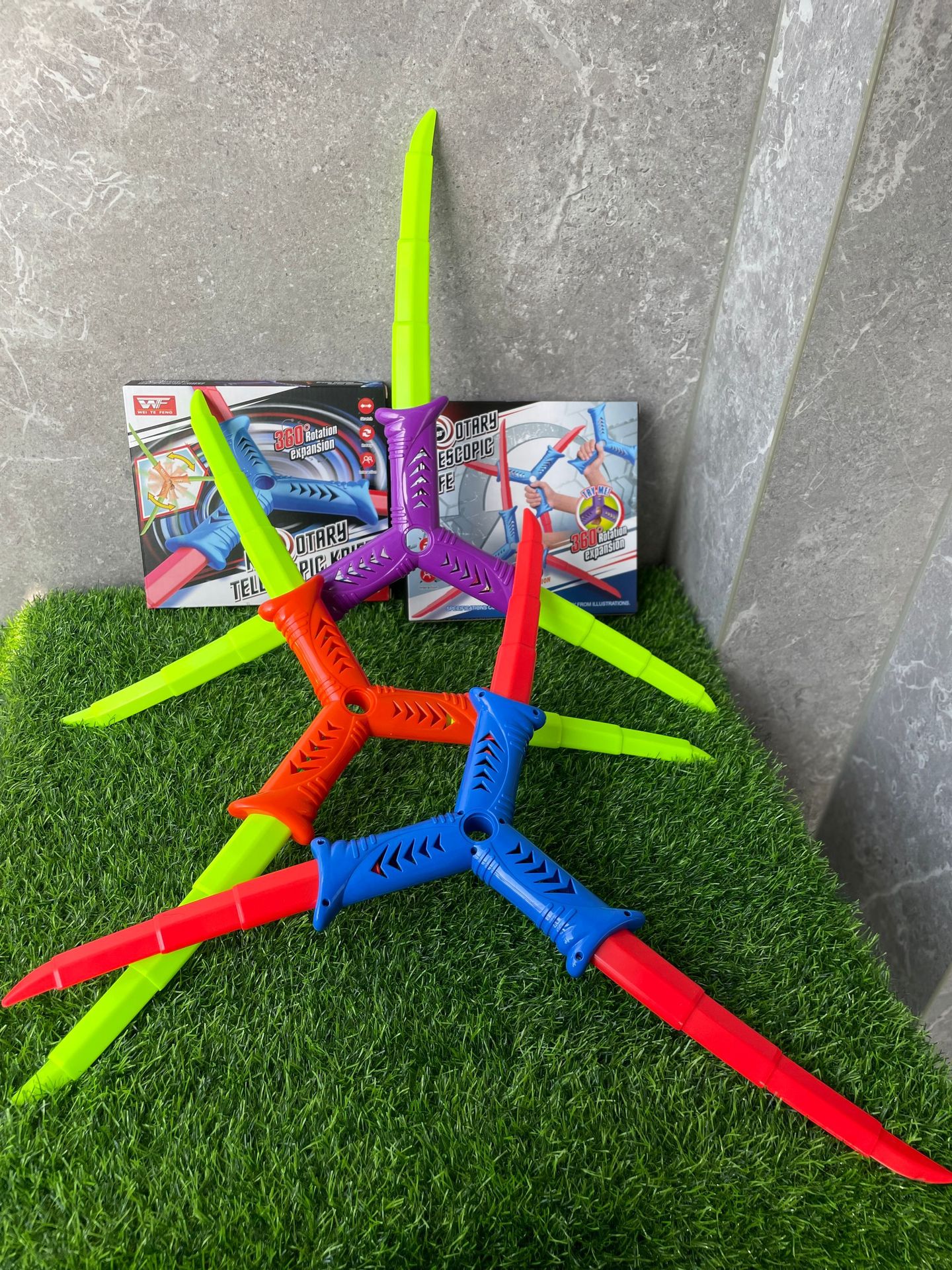 Flash transfronterizo rotativo cuchillo de dos cabezas de seguridad Boomerang Aliexpress escuela niños juguetes al aire libre